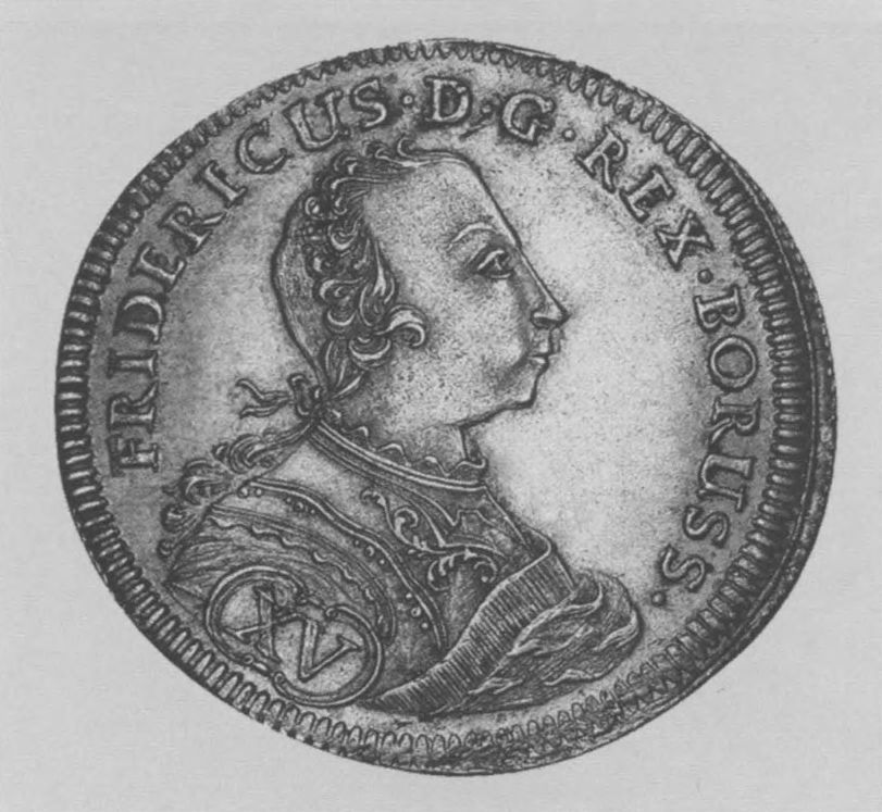 Монета с изображением Фридриха II, которая была взята за основу для чеканки русских монет с портретом Петра III