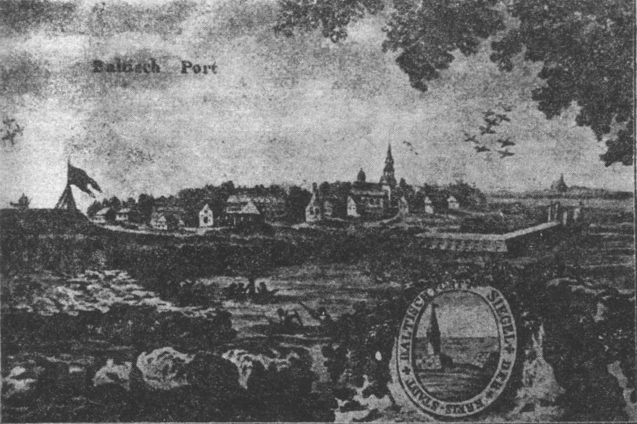 Балтийский порт (Рогервик), где отбывали пожизненную каторгу и скончались Юлай Азналин и Салават Юлаев. С гравюры конца XVIII в.