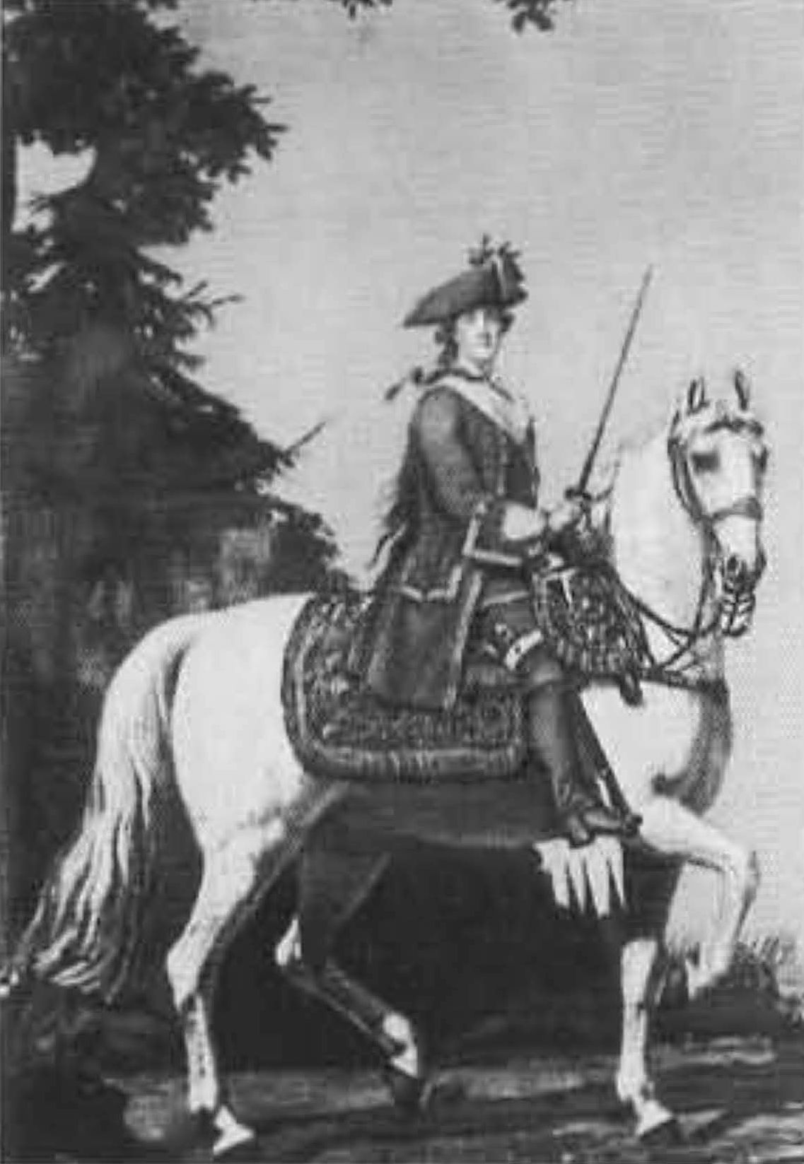 Екатерина II в мундире Преображенского полка. В Эриксен. 1762 г.