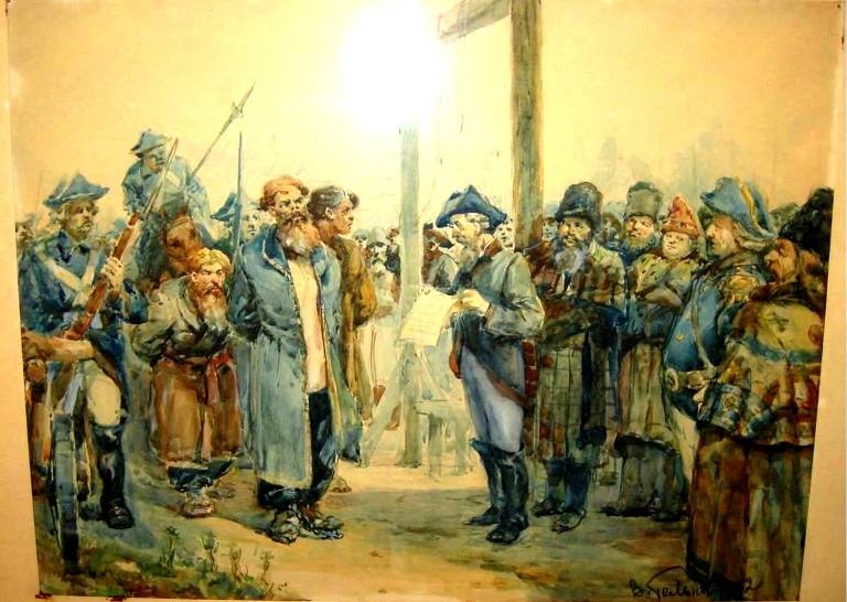 В.А. Тельнов. Казнь Хлопуши в Оренбурге в 1774 г.